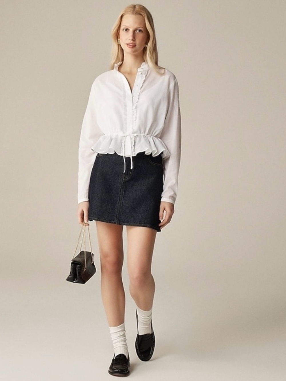 NWT J.Crew Lace-Trim Cinched-Waist Top